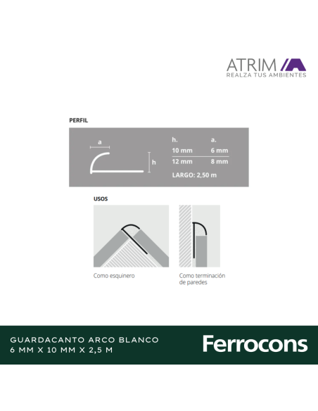 ATRIM 1563 GUARDACANTO ARCO ALBLANCO 10X250