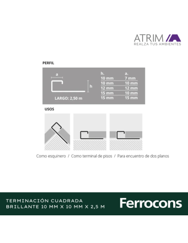 ATRIM 1810 TERMCUADRADA 10MMX250M ACINOX