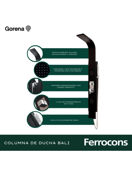 PANEL BALI ACINOX NEGRO 2 SISTJET  150X20X7 CDUCH