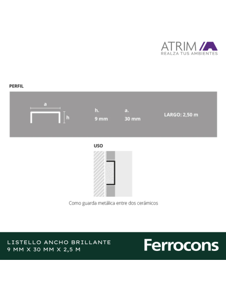ATRIM 1626 LISTELLO ANCHO ACINOX 30MMX25M