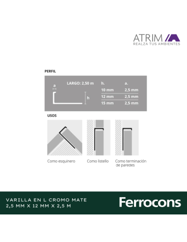ATRIM 1663 VARILLA L CRMATE 12X250
