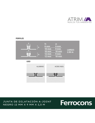 ATRIM 1768 JUNTA DILATALUMA-JOINT NEGRO 12X250