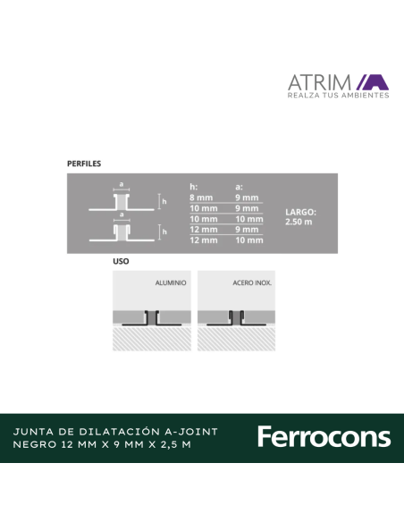 ATRIM 1768 JUNTA DILATALUMA-JOINT NEGRO 12X250