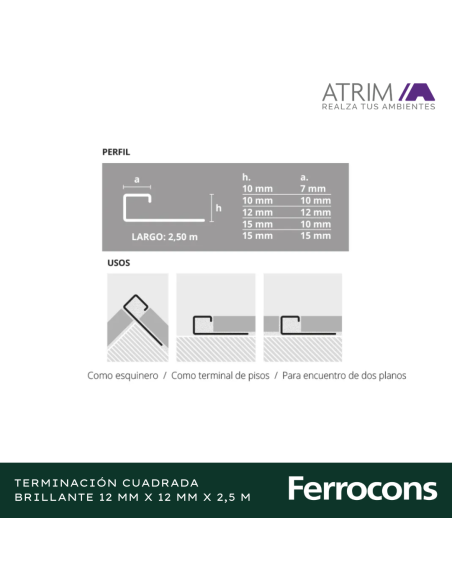 ATRIM 1812 TERMCUADRADA 12MMX250M ACINOX -EX1606