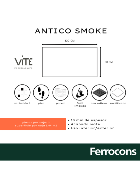 VITE ANTICO SMOKE NAT 60X120 PORC REC