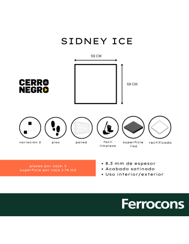 SEGUNDA CERRO NEGRO SIDNEY ICE RECT 59X59  XM2