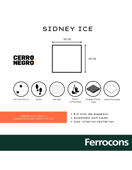 SEGUNDA CERRO NEGRO SIDNEY ICE RECT 59X59  XM2