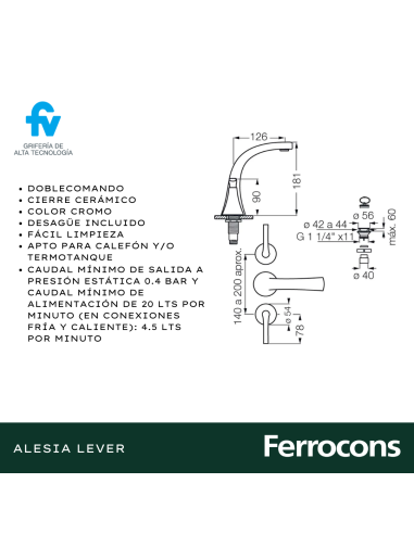 FV 20749L ALESIA LEVER LAVATORIO CR