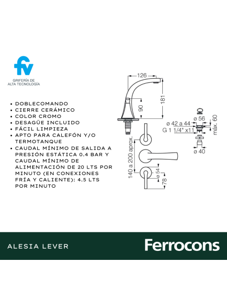 FV 20749L ALESIA LEVER LAVATORIO CR
