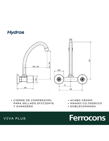HYDROS COCINA PARED VIVA PLUS CR
