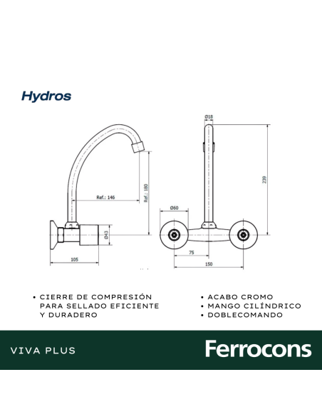 HYDROS COCINA PARED VIVA PLUS CR