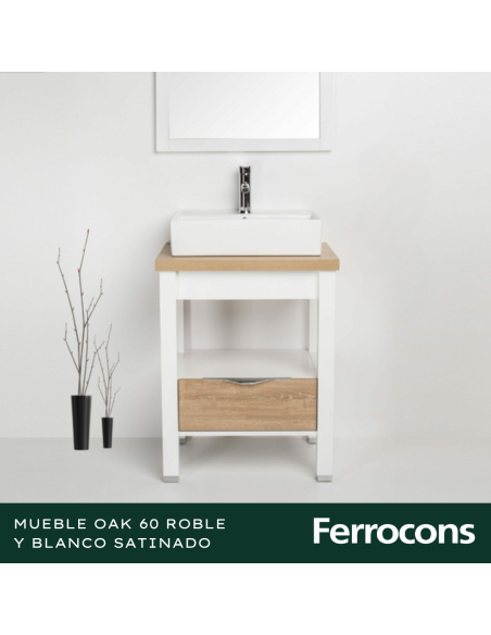 MUEBLE  OAK 60 BCO Y ROBLE P BACHA DE APOYO