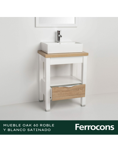 MUEBLE  OAK 60 BCO Y ROBLE P BACHA DE APOYO