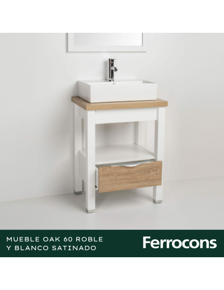 MUEBLE  OAK 60 BCO Y ROBLE P BACHA DE APOYO