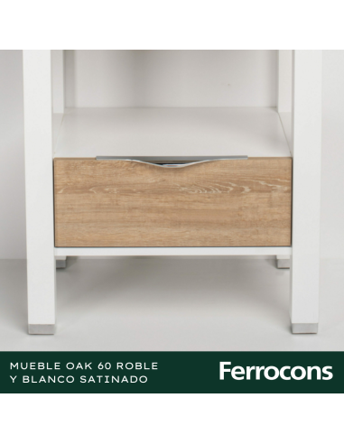 MUEBLE  OAK 60 BCO Y ROBLE P BACHA DE APOYO