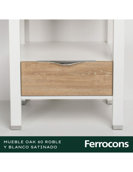 MUEBLE  OAK 60 BCO Y ROBLE P BACHA DE APOYO