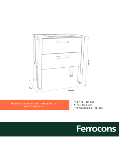 CLASSIC 60 MUEBLE CMES LOZA REC 3AG