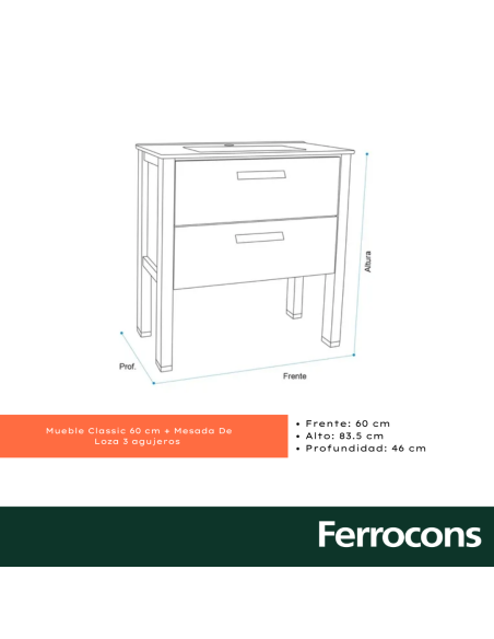 CLASSIC 60 MUEBLE CMES LOZA REC 3AG