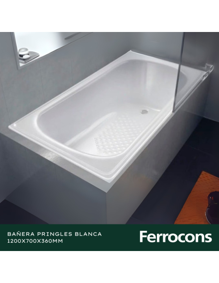BAÑERA PRINGLES 1200X700X360MM  BLANCA