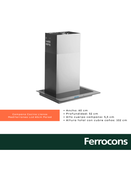 CAMPANA 25283 LCD MEDITERRANEA 60 CM INOX