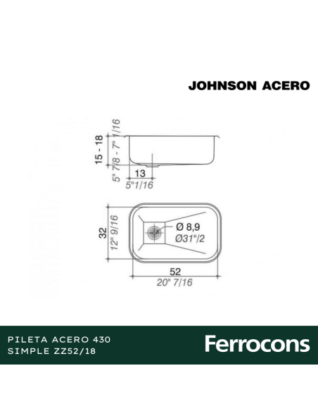 PILETA ACERO 430 ZZ5218 CSOP
