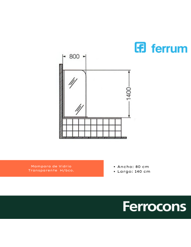 FERRUM MAMPARA TRANSP 80X140 BCO-NM81A B