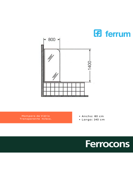 FERRUM MAMPARA TRANSP 80X140 BCO-NM81A B