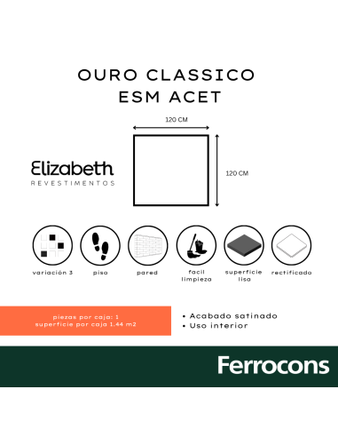 ELIZABETH OURO CLASSICO  ESM ACETINADO 120X120