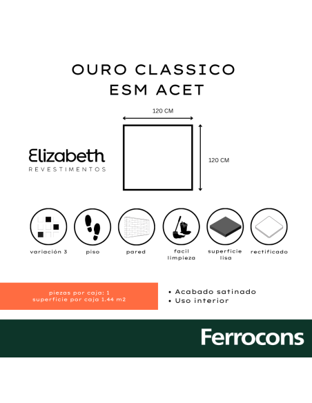 ELIZABETH OURO CLASSICO  ESM ACETINADO 120X120
