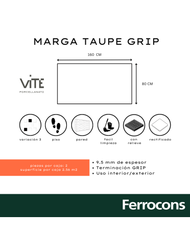 VITE MARGA TAUPE GRIP 80X160  X M2