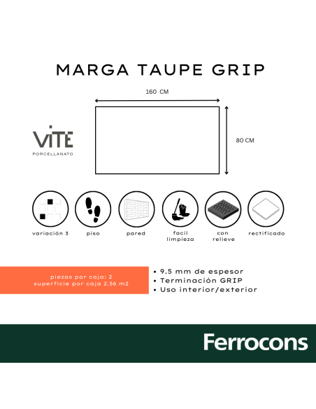 VITE MARGA TAUPE GRIP 80X160  X M2