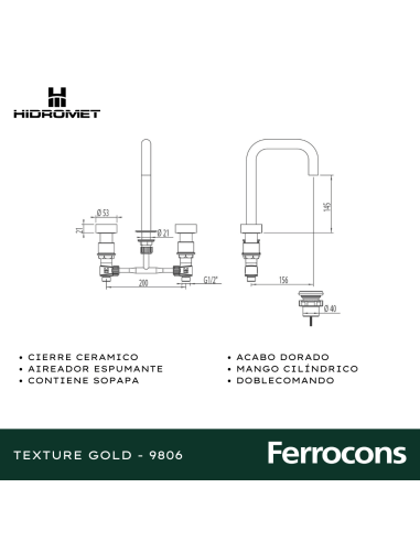 HIDROMET TEXTURE GOLD 9806 LAVATORIO