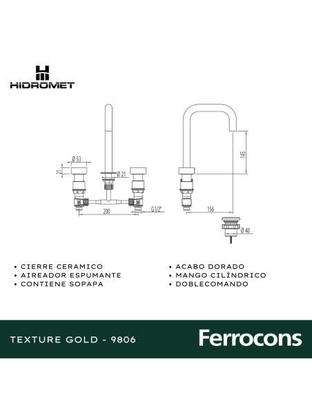 HIDROMET TEXTURE GOLD 9806 LAVATORIO