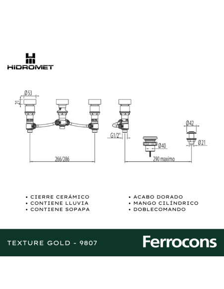 HIDROMET TEXTURE GOLD BIDET C/ TRANSF 9807