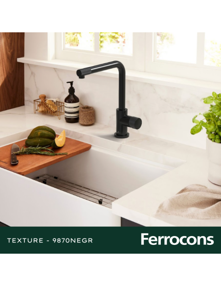HIDROMET TEXTURE 9870NEGR MONOCOAMDO DE COCINA RECTO NEGRO