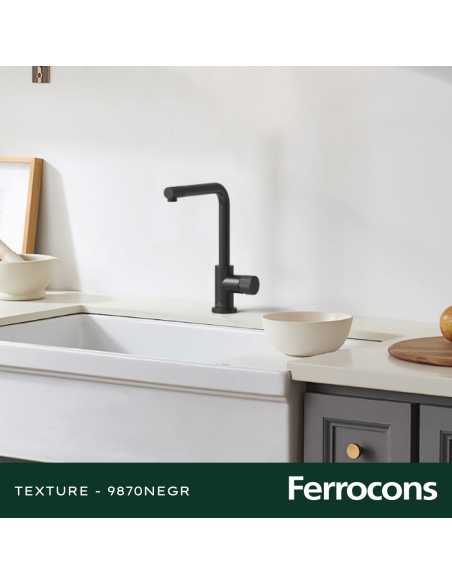 HIDROMET TEXTURE 9870NEGR MONOCOAMDO DE COCINA RECTO NEGRO