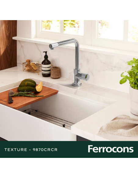 HIDROMET TEXTURE MONOCOMANDO DE COCINA RECTO CROMO 9870CRCR