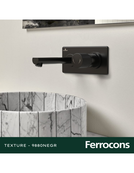 HIDROMET TEXTURE 9880NEGR MONOCOMANDO LAVATORIO PARED NEGRO