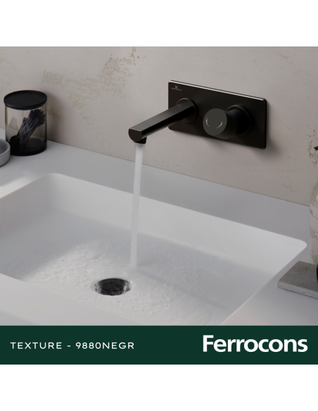 HIDROMET TEXTURE 9880NEGR MONOCOMANDO LAVATORIO PARED NEGRO
