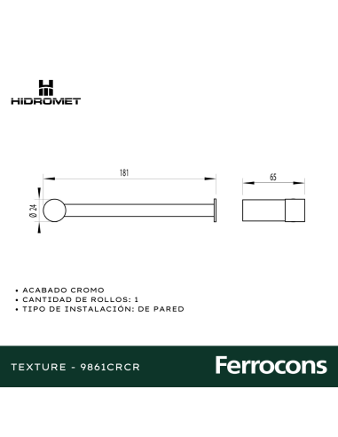 HIDROMET TEXTURE 9861CRCR PORTARROLLO CR