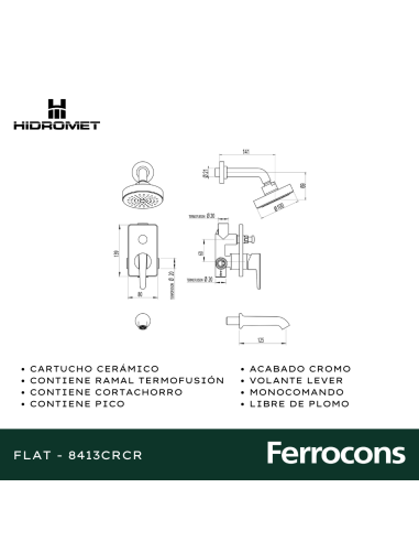 HIDROMET FLAT 8413CRCR MONOC BAN C/TRANSF CR