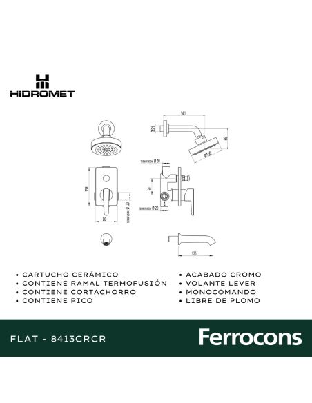 HIDROMET FLAT 8413CRCR MONOC BAN C/TRANSF CR